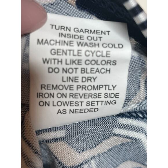 NY Collection Womens Geometric Print Neck Blouse Balloon Short Sleeve Size 2X - Picture 6 of 8